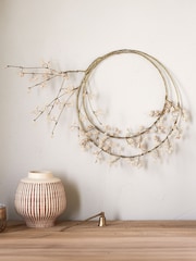 Nkuku Brass and Natural Tanu Layered Mango Wood Beaded Christmas Wreath - Image 1 of 4