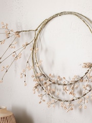 Nkuku Brass and Natural Tanu Layered Mango Wood Beaded Christmas Wreath - Image 2 of 4