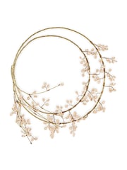 Nkuku Brass and Natural Tanu Layered Mango Wood Beaded Christmas Wreath - Image 4 of 4