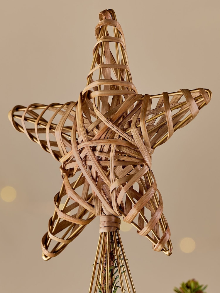 Nkuku Natural Katana Cane Christmas Tree Topper Decoration - Image 2 of 3 Nkuku Natural Katana Cane Christmas Tree Topper Decoration - Image 2 of 3