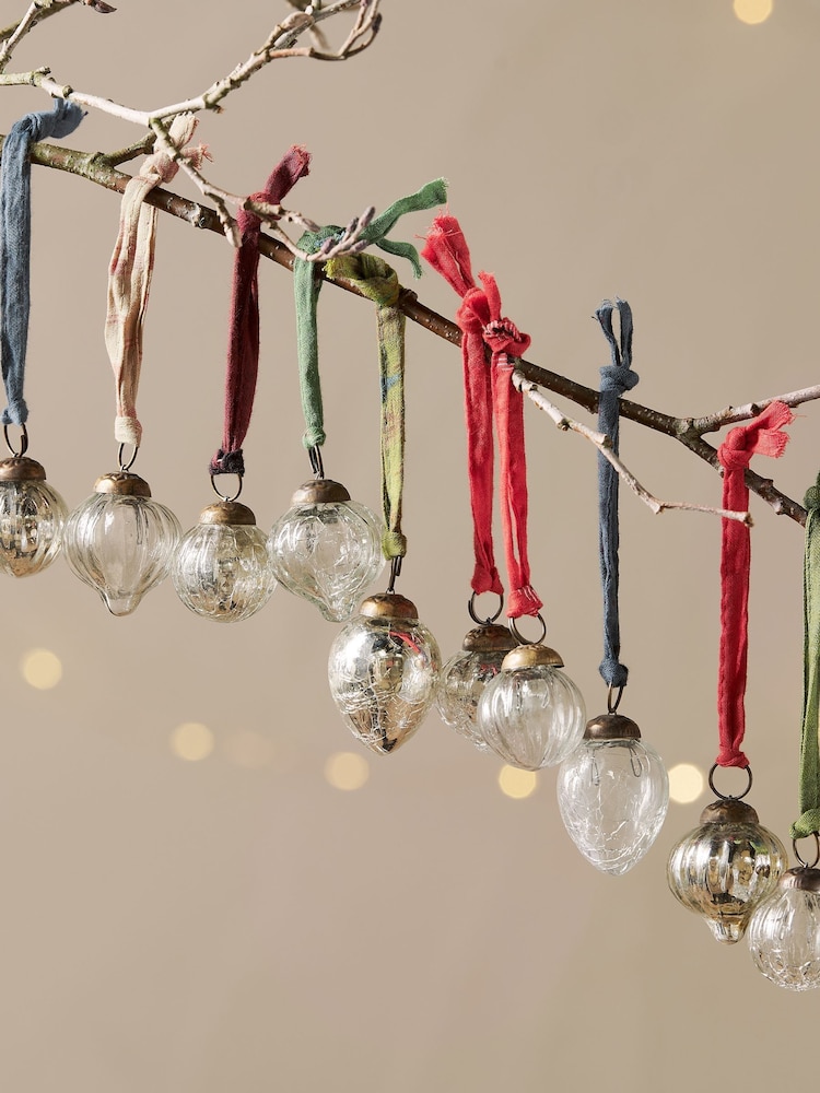 Nkuku Silver Dew Drop Christmas Baubles - Image 1 of 4 Nkuku Silver Dew Drop Christmas Baubles - Image 1 of 4