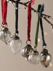 Nkuku Silver Dew Drop Christmas Baubles - Image 2 of 4