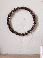 Nkuku Brass and Ruby Tanu Mango Wood Beaded Christmas Wreath - Image 1 of 3