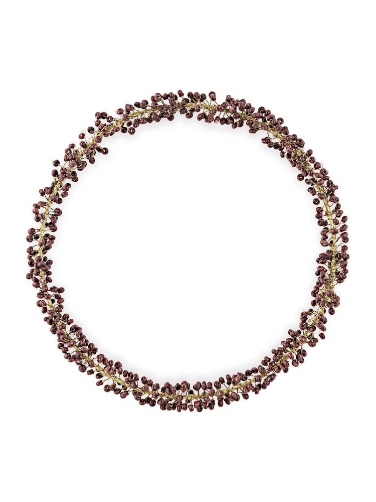 Nkuku Brass and Ruby Tanu Mango Wood Beaded Christmas Wreath - Image 3 of 3