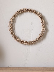 Nkuku Brass and Natural Tanu Mango Wood Beaded Christmas Wreath - Image 1 of 3