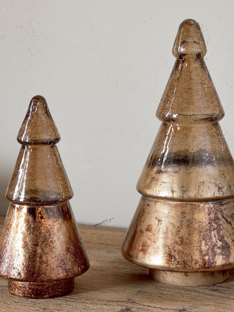 Nkuku Gold Crackle Konara Glass Christmas Tree - Image 2 of 6