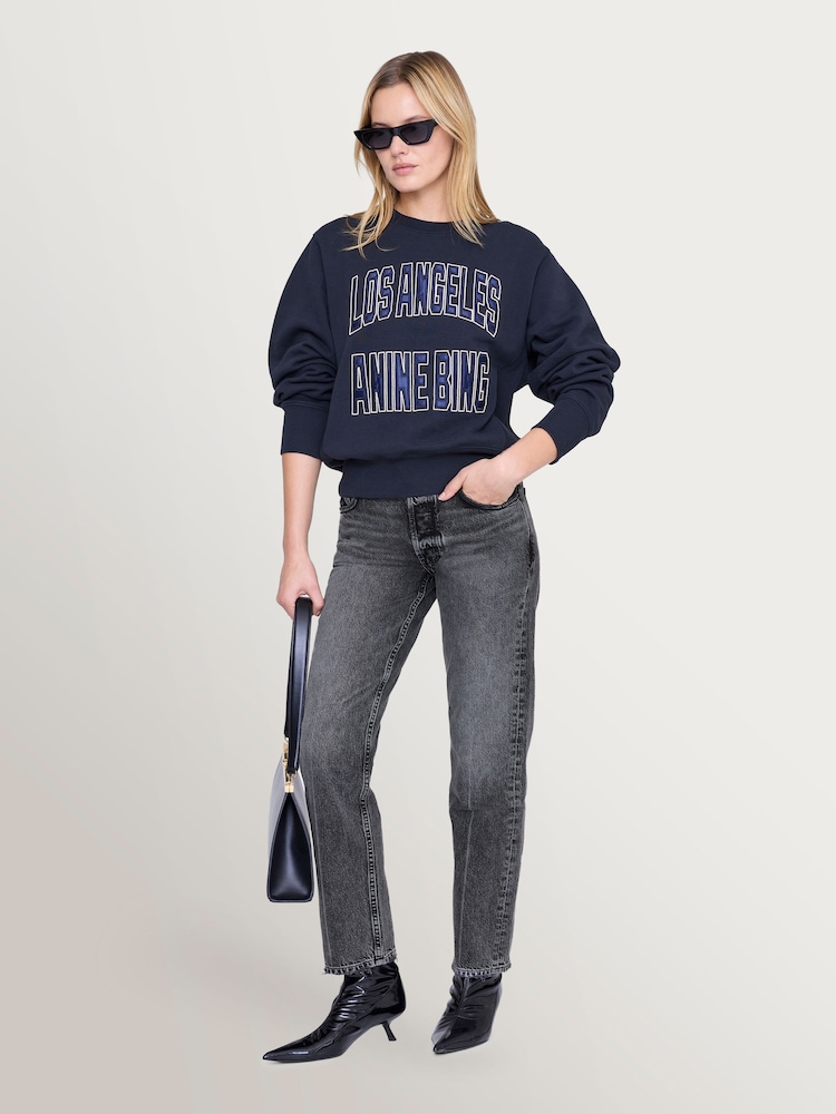 ANINE BING Black Vintage Harry Shrunken LA Sweatshirt - Image 1 of 5