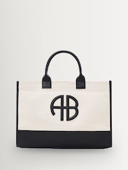 ANINE BING Black Natural Canvas with Medium Lara Tote - Image 5 of 6