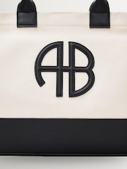 ANINE BING Black Natural Canvas with Medium Lara Tote - Image 6 of 6
