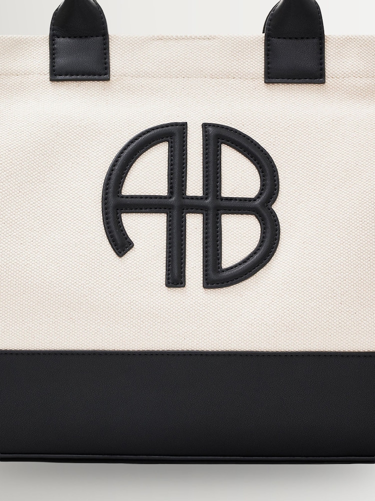 ANINE BING Black Natural Canvas with Medium Lara Tote - Image 6 of 6