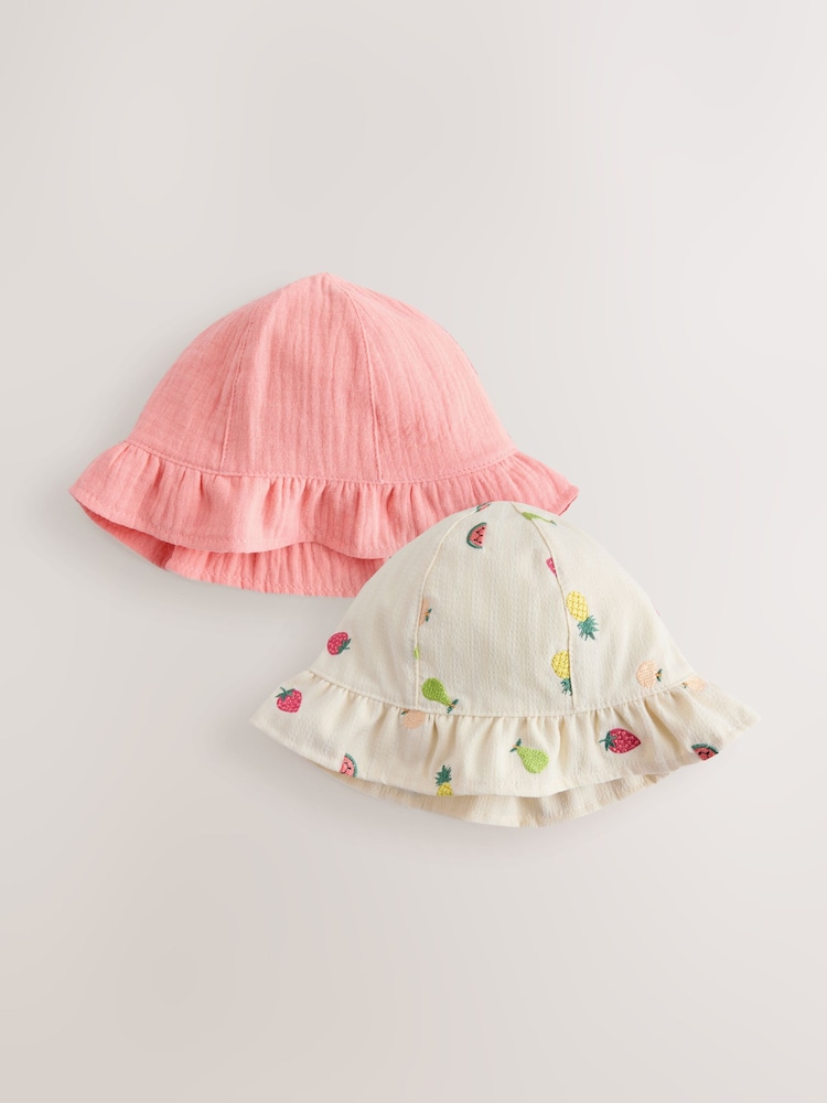 Bright Fruit Embroidered Baby Bucket Hats 2 Pack (0mths-2yrs) - Image 1 of 5