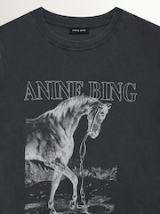 ANINE BING Black Washed Lili Horse Graphic T-Shirt - Image 2 of 3
