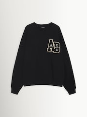 ANINE BING Black Miles Oversized Letterman Embroidered Sweatshirt - Image 1 of 1