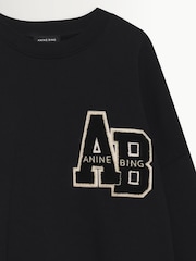 ANINE BING Black Miles Oversized Letterman Embroidered Sweatshirt - Image 2 of 2