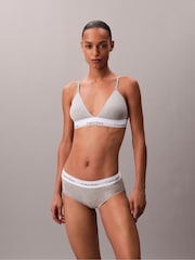 Calvin Klein Grey Mabel Lightly Lined Triangle Bralette - Icon Cotton Modal - Image 1 of 7