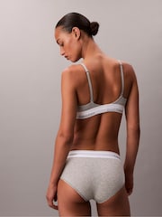 Calvin Klein Grey Mabel Lightly Lined Triangle Bralette - Icon Cotton Modal - Image 2 of 7