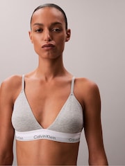 Calvin Klein Grey Mabel Lightly Lined Triangle Bralette - Icon Cotton Modal - Image 5 of 7