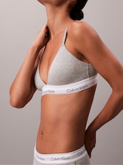 Calvin Klein Grey Mabel Lightly Lined Triangle Bralette - Icon Cotton Modal - Image 6 of 7
