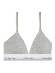 Calvin Klein Grey Mabel Lightly Lined Triangle Bralette - Icon Cotton Modal - Image 7 of 7