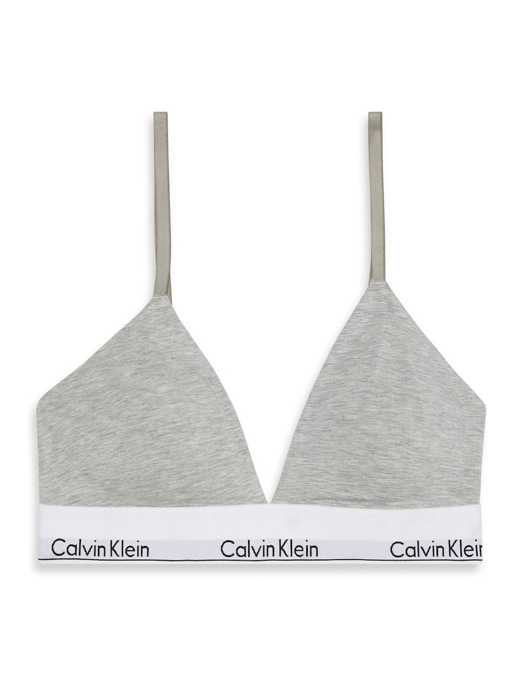 Calvin Klein Grey Mabel Lightly Lined Triangle Bralette - Icon Cotton Modal - Image 7 of 7