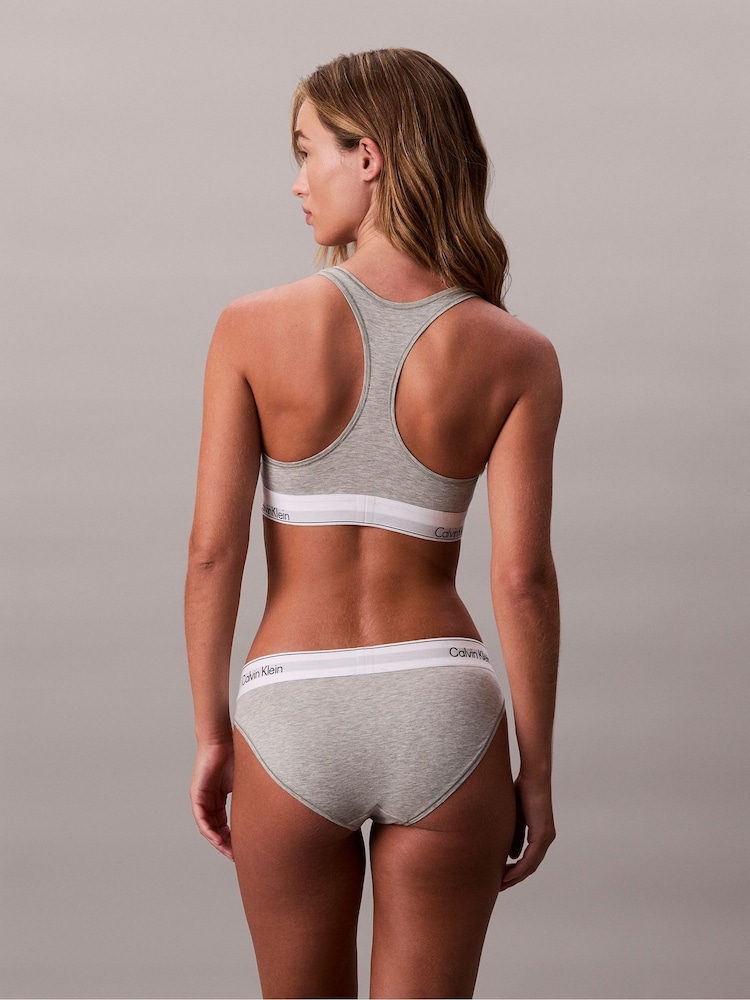Calvin Klein Light Grey Unlined Bralette - Icon Cotton Modal - Image 2 of 6 Calvin Klein Light Grey Unlined Bralette - Icon Cotton Modal - Image 2 of 6