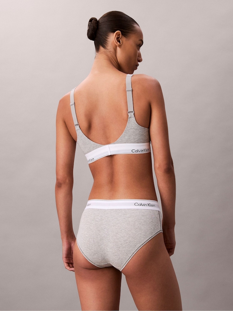 Calvin Klein Grey Lift Bralette - Icon Cotton Modal - Image 2 of 6