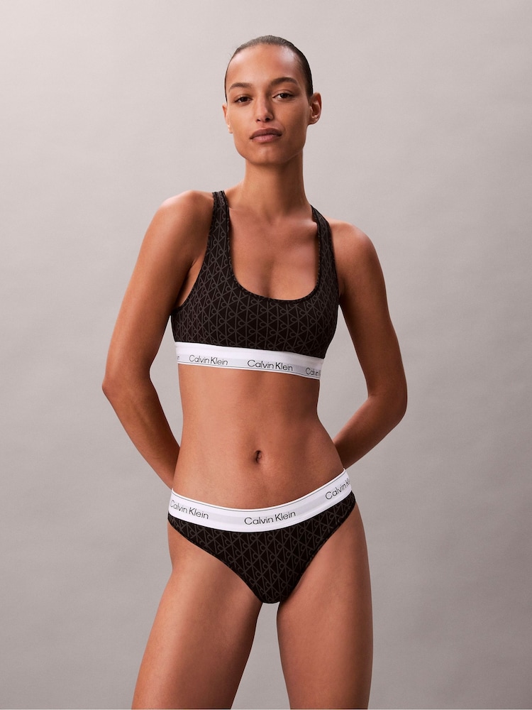 Calvin Klein Grey Icon Cotton Modal Unlined Bralette - Image 1 of 6 Calvin Klein Grey Icon Cotton Modal Unlined Bralette - Image 1 of 6