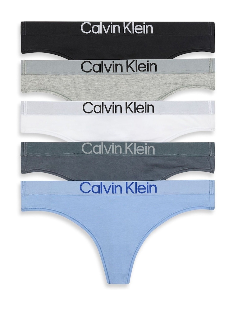Calvin Klein White 5 Pack Thongs Maximum Cotton - Image 1 of 6