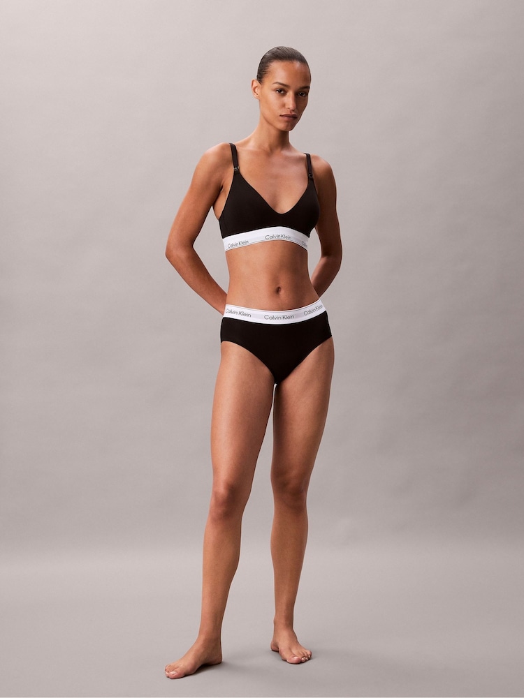 Calvin Klein Black Maternity Lightly Lined Triangle Bralette - Icon Cotton Modal - Image 2 of 5 Calvin Klein Black Maternity Lightly Lined Triangle Bralette - Icon Cotton Modal - Image 2 of 5