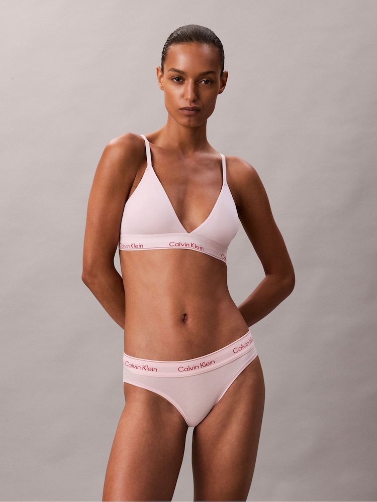 Calvin Klein Pink Lightly Lined Triangle Bralette - Icon Cotton Modal - Image 1 of 6 Calvin Klein Pink Lightly Lined Triangle Bralette - Icon Cotton Modal - Image 1 of 6