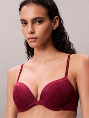 Calvin Klein Red Push Up Perfectly Fit Lace Plunge Bra - Image 6 of 6