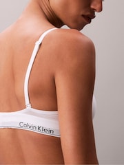 Calvin Klein White Lightly Lined Triangle Bralette - Icon Cotton Modal - Image 5 of 8