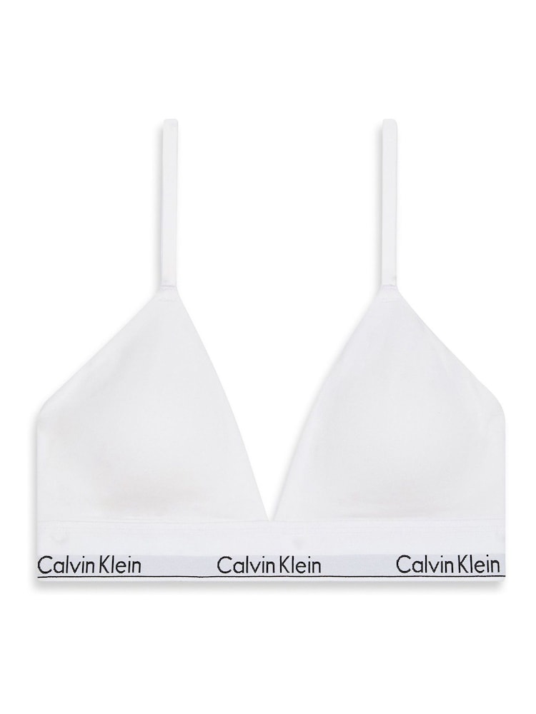 Calvin Klein White Lightly Lined Triangle Bralette - Icon Cotton Modal - Image 8 of 8