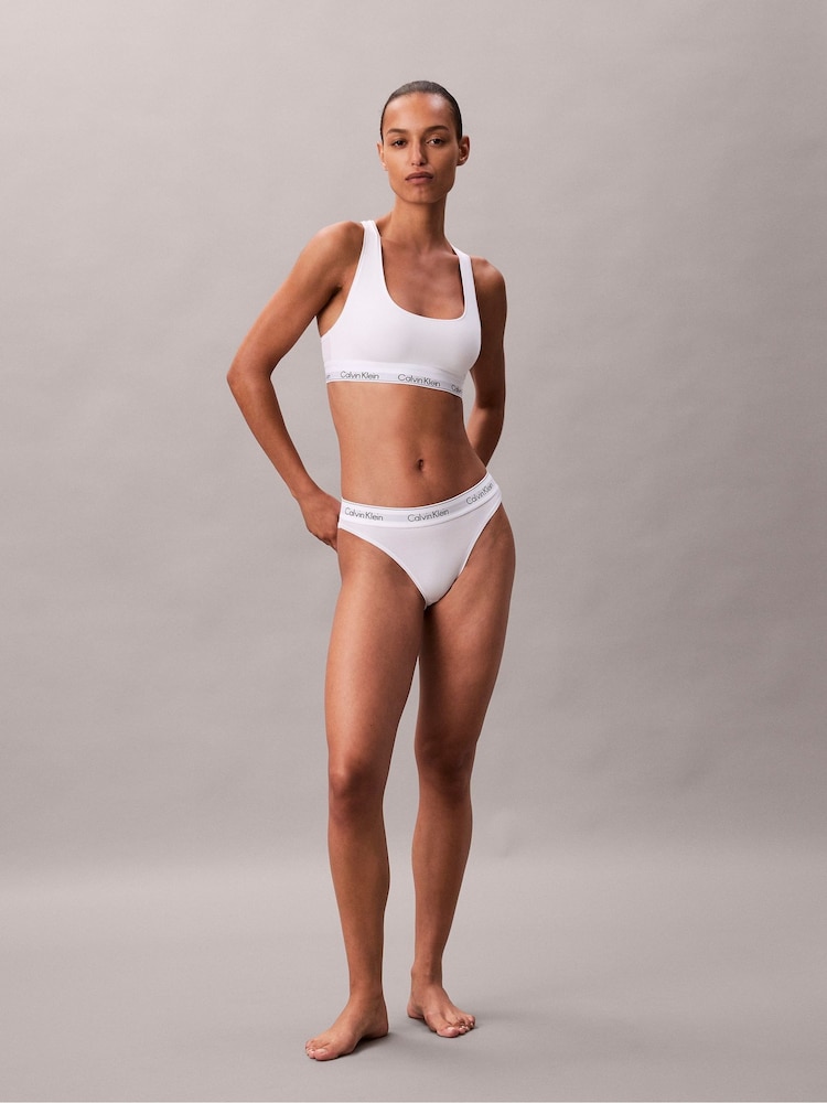 Calvin Klein White Unlined Bralette - Icon Cotton Modal - Image 1 of 6 Calvin Klein White Unlined Bralette - Icon Cotton Modal - Image 1 of 6