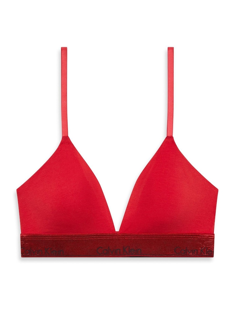 Calvin Klein Red Lightly Lined Triangle Bralette - Icon Cotton Modal - Image 7 of 7 Calvin Klein Red Lightly Lined Triangle Bralette - Icon Cotton Modal - Image 7 of 7