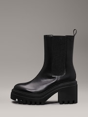Calvin Klein Black Leather Chunky Heeled Chelsea Boots - Image 7 of 7