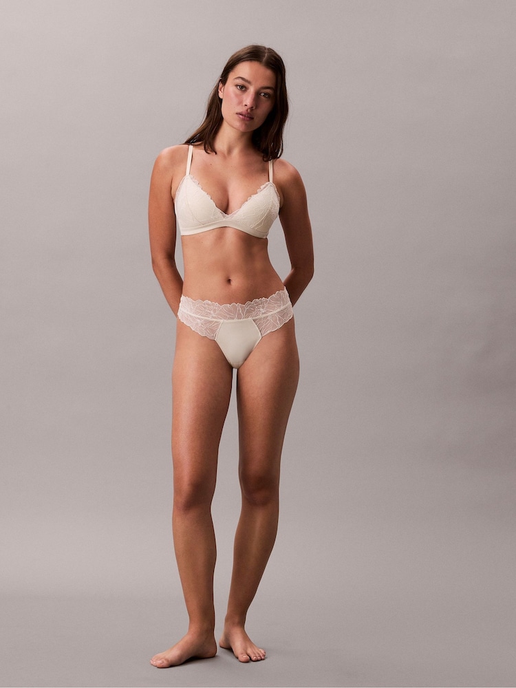 Calvin Klein White Thongs with Perfectly Fit Lace - Image 1 of 6 Calvin Klein White Thongs with Perfectly Fit Lace - Image 1 of 6