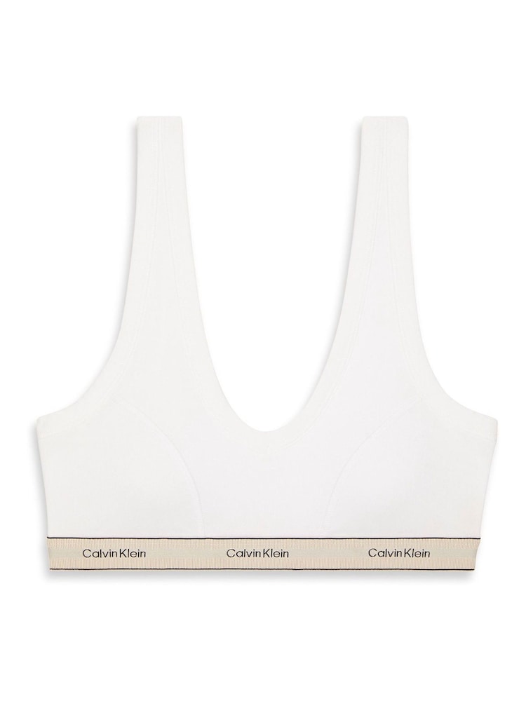 Calvin Klein White Lightly Lined Triangle Bralette Heritage Cotton Stretch - Image 1 of 1