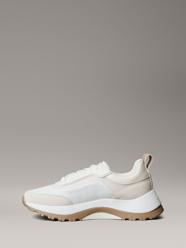 Calvin Klein White Leather and Mesh Mixed Material Trainers - Image 2 of 6 Calvin Klein White Leather and Mesh Mixed Material Trainers - Image 2 of 6