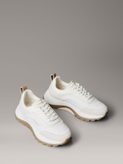 Calvin Klein White Leather and Mesh Mixed Material Trainers - Image 3 of 6