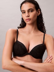 Calvin Klein Black Push Up Perfectly Fit Lace Plunge Bra - Image 3 of 5
