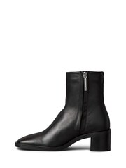 Calvin Klein Black Leather Square Toe Zip Ankle Boots - Image 6 of 6