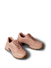 Calvin Klein Pink Leather and Breathable Mesh Trainers - Image 3 of 6