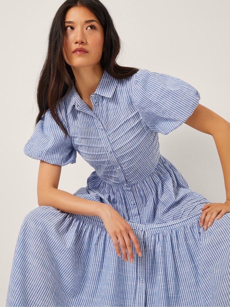 Monsoon Blue Winnie Stripe Maxi Shirt Dress - Image 1 of 5 Monsoon Blue Winnie Stripe Maxi Shirt Dress - Image 1 of 5