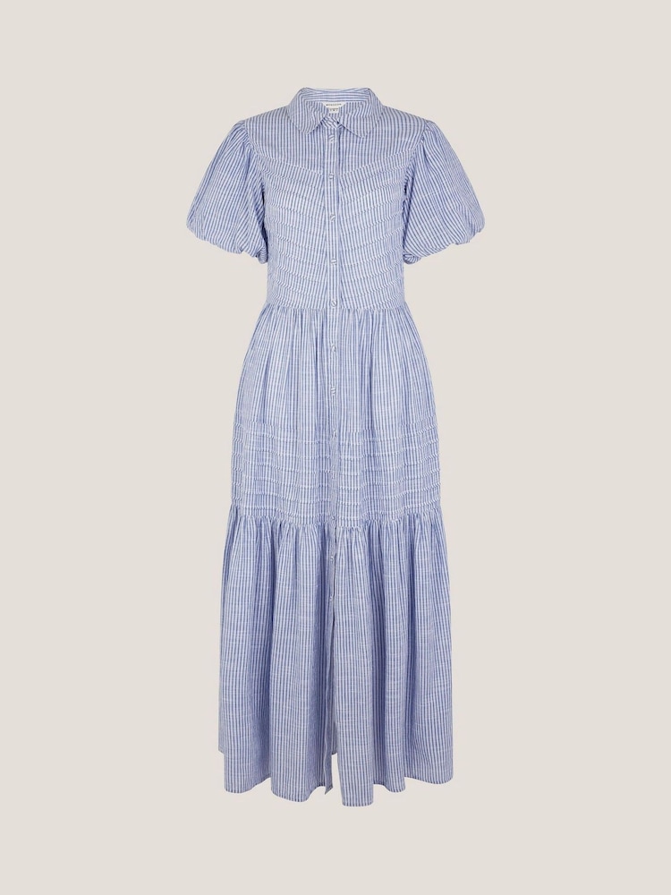 Monsoon Blue Winnie Stripe Maxi Shirt Dress - Image 5 of 5