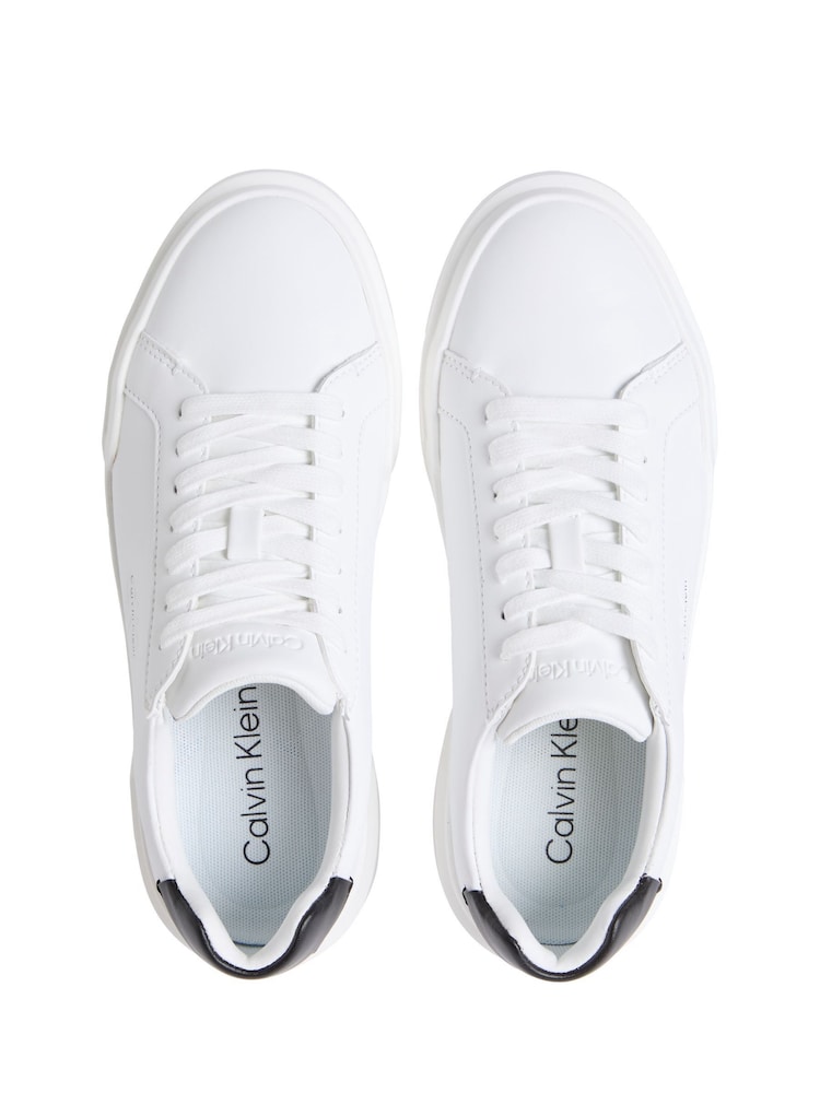 Calvin Klein White Leather Durable Traction NYC Trainers - Image 2 of 4