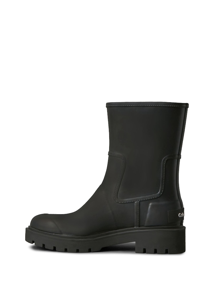 Calvin Klein Black Waterproof Flexible Lug Sole Rainboots - Image 2 of 6 Calvin Klein Black Waterproof Flexible Lug Sole Rainboots - Image 2 of 6