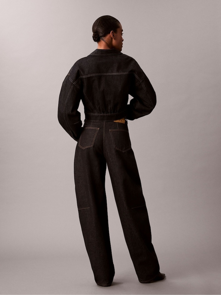 Calvin Klein Black High Rise Barrel Jeans - Image 2 of 7 Calvin Klein Black High Rise Barrel Jeans - Image 2 of 7