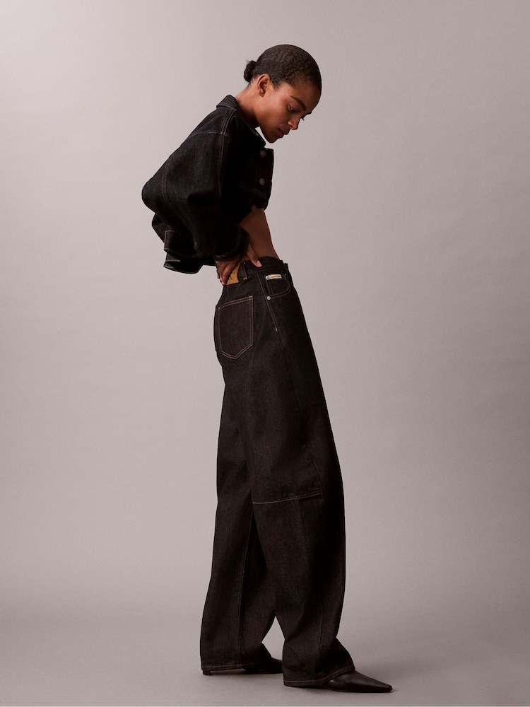 Calvin Klein Black High Rise Barrel Jeans - Image 6 of 6