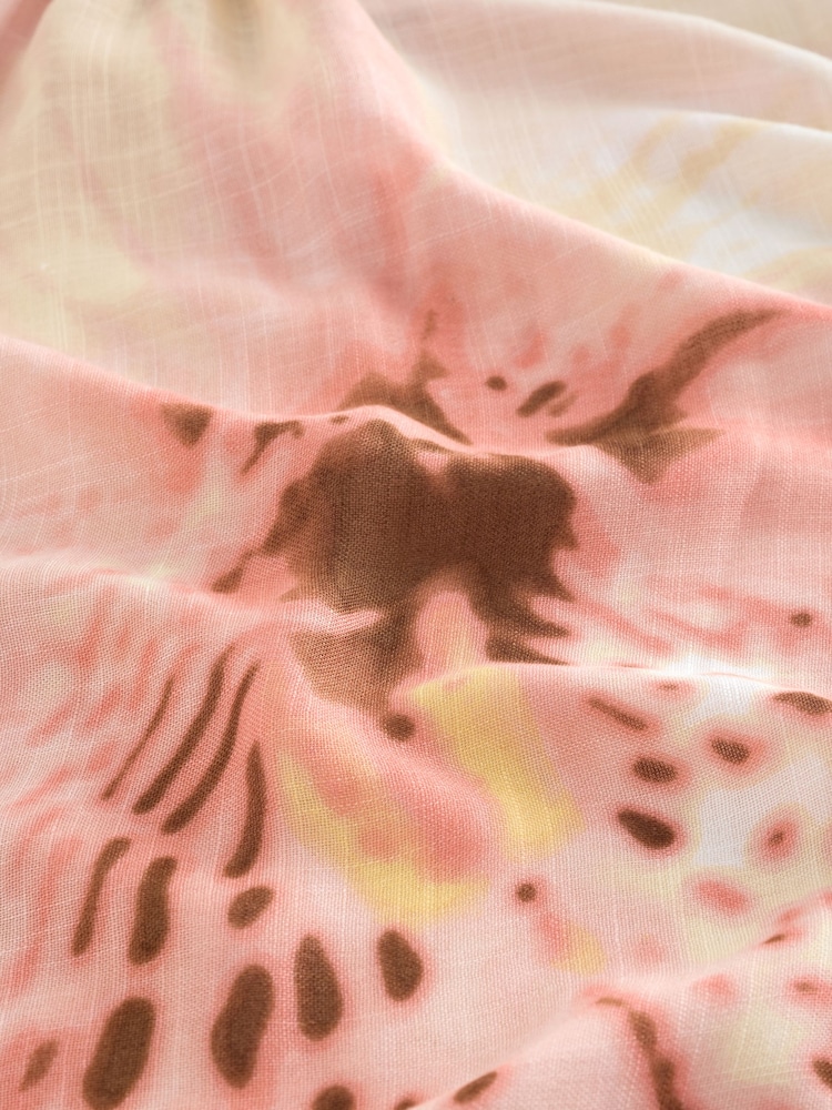 Pink Floral Long Line Tie Waist Kaftan - Image 3 of 3